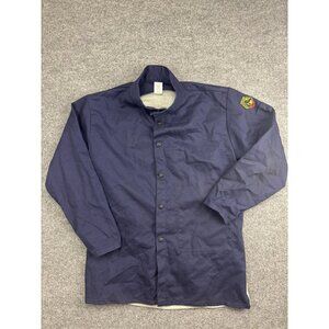 Black Stallion Jacket Mens Medium Navy Gray Welding Work Snap Front JF1635-NG